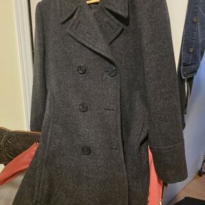 Women's Double-Breasted Pea Coat in Charcoal Gray